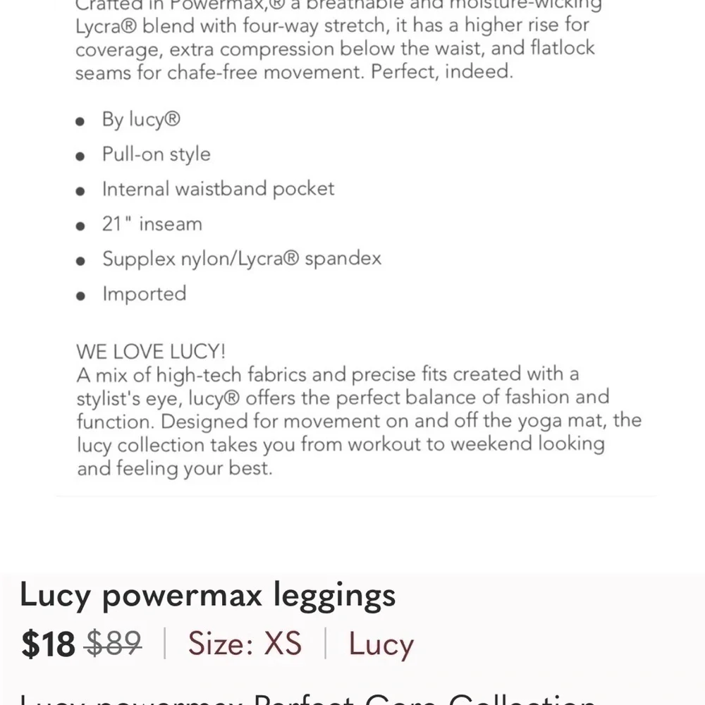 Lucy Powermax Perfect Core Capri Leggings XS Gray